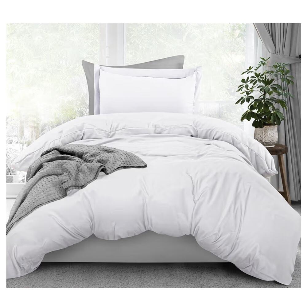 Utopia Bedding Twin Duvet Cover Set‎ 2 Piece White Brushed Microfiber New